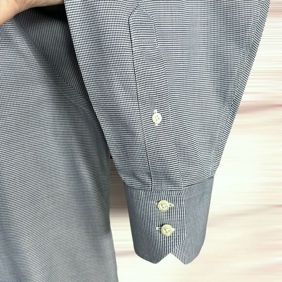 Brooks Brothers Regent Fit Button Up Shirt Cotton Houndstooth Blue White 17,5-35 - Picture 6 of 10